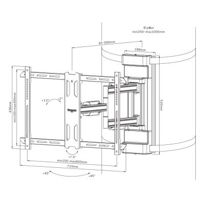 Neomounts Select WL40S-910BL16/Držák displeje/na sloup 25-100 cm/40-75"/sklopný/rotace/3čepy/VESA 600X400/nosn. 45kg/čer