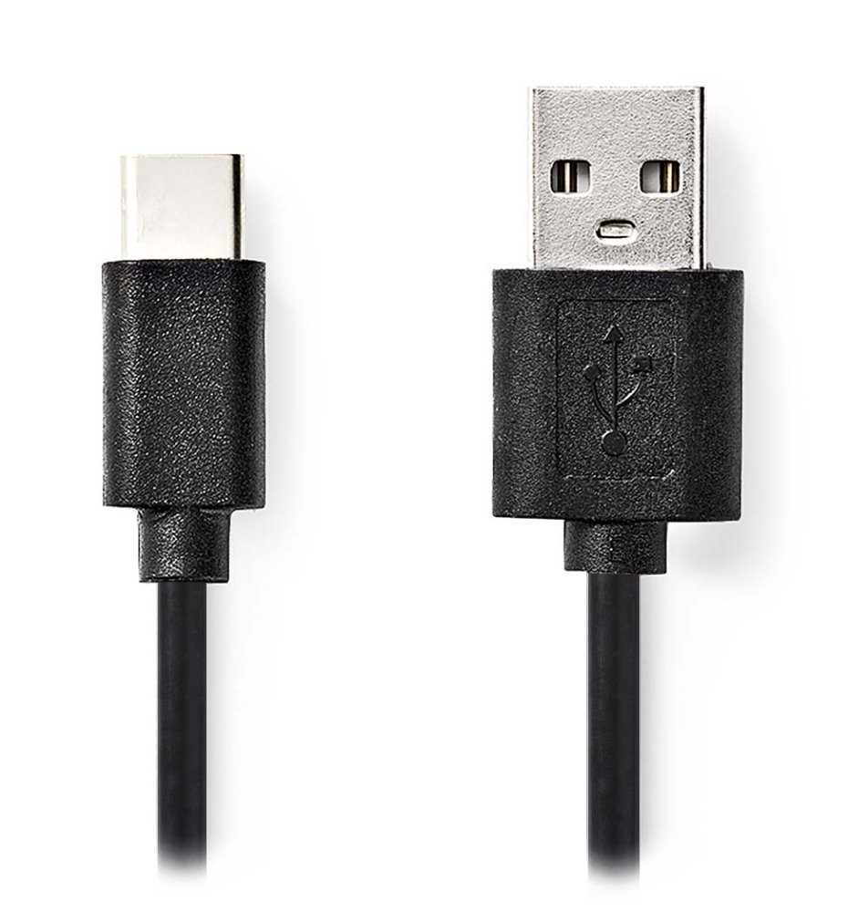 NEDIS kabel USB 2.0/ zástrčka USB-C - zástrčka USB-A/ černý/ bulk/ 2m