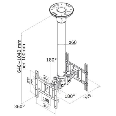 Neomounts  FPMA-C200D / Flat Screen Ceiling Mount (Height: 64-104 cm) / Black