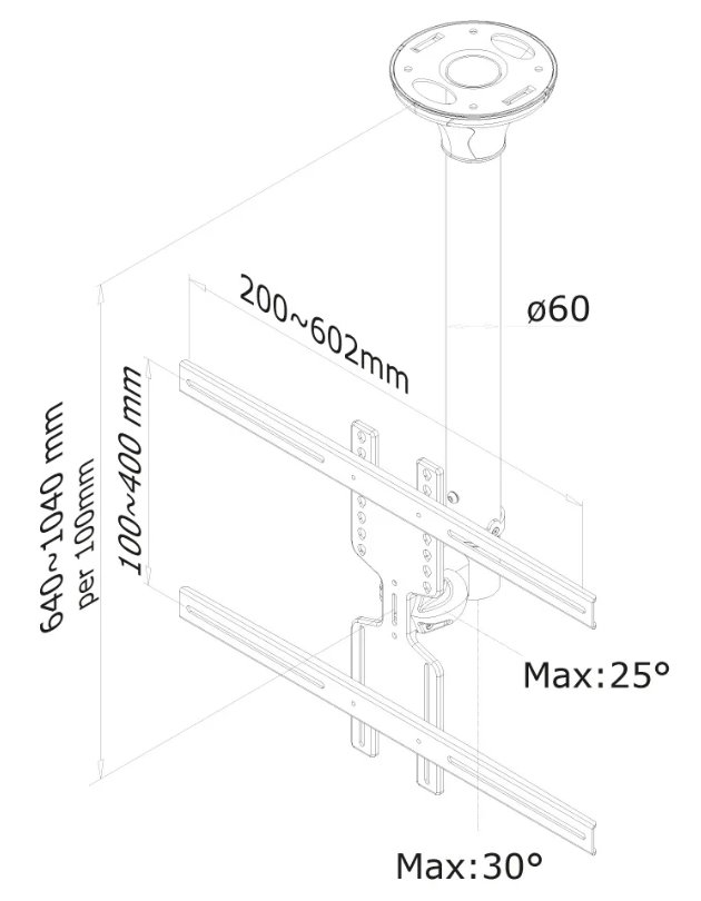 Neomounts  FPMA-C400BLACK / Flat Screen Ceiling Mount (Height: 64-104 cm) / Black