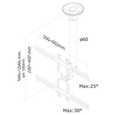 Neomounts  FPMA-C400SILVER / Flat Screen Ceiling Mount (Height: 64-104 cm) / Silver