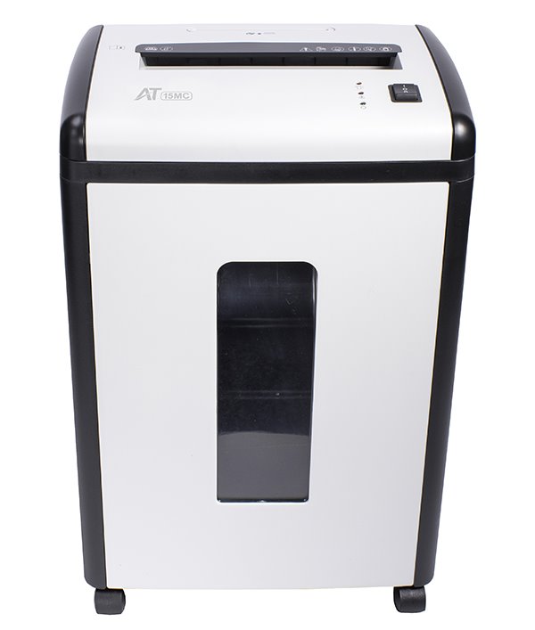 AT skartovač AT-15MC/ řez 2x10 mm/ pracovní šíře 230 mm/ kapacita 10 listů/ objem koše 22 l/ stupeň utajení P5/ bílý