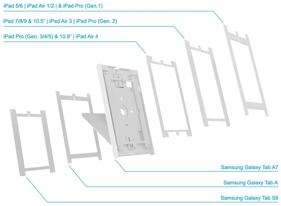 Neomounts  DS15-630WH1 / desk stand and wall mountable, lockable tablet casing for Apple iPad, PRO, Air & Samsung Galaxy