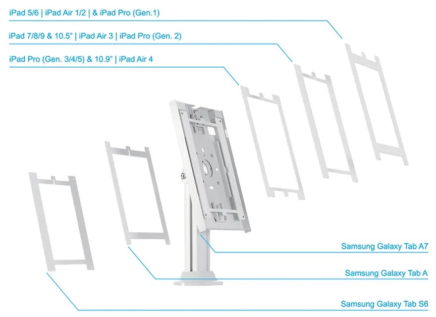 Neomounts  DS15-640WH1 / desk grommet, lockable tablet casing for Apple iPad, PRO, Air & Samsung Galaxy Tab / White