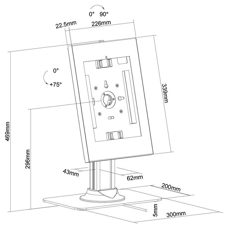Neomounts  DS15-650WH1 / desk stand, lockable tablet casing for Apple iPad, PRO, Air & Samsung Galaxy Tab / White