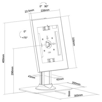 Neomounts  DS15-650WH1 / desk stand, lockable tablet casing for Apple iPad, PRO, Air & Samsung Galaxy Tab / White