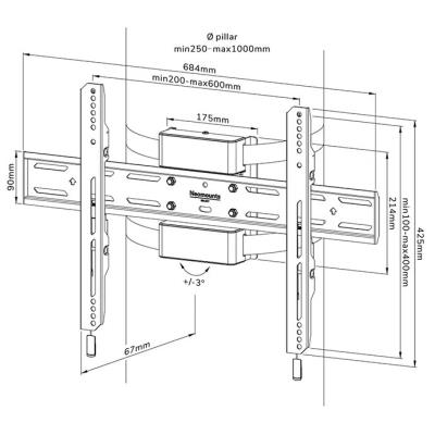 Neomounts Select WL30S-910BL16/Držák displeje/na sloup 25-100 cm/40-75"/fixní/VESA 600X400/nosn. 50kg/černý