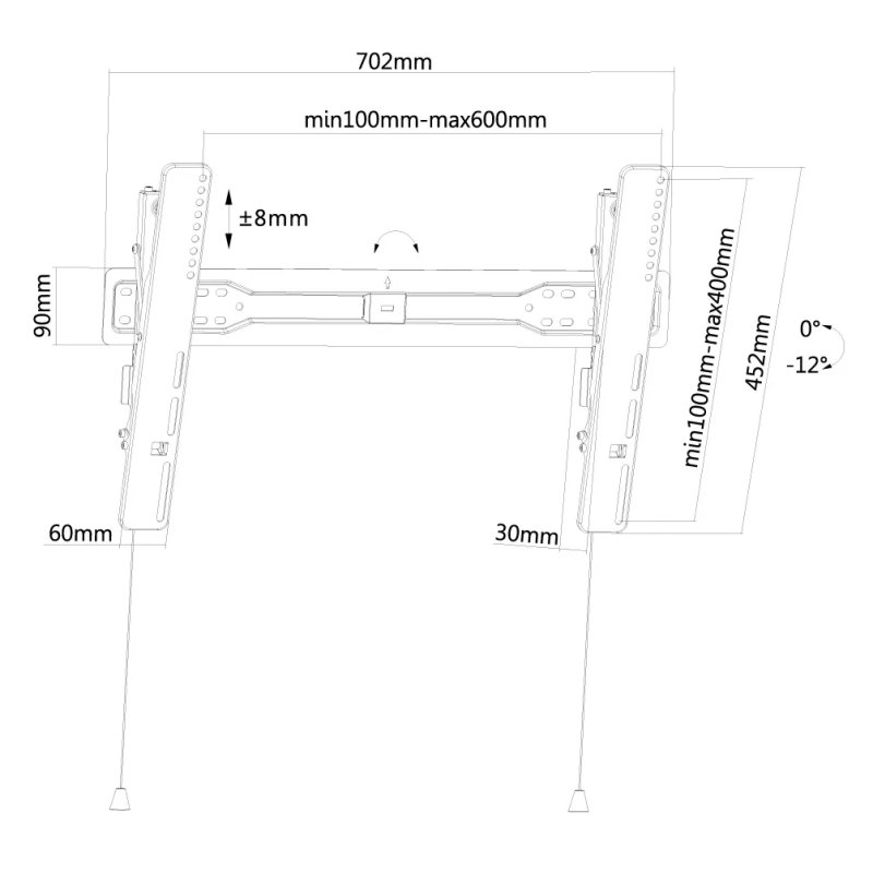 Neomounts LED-W650BLACK/Držák displeje/na stěnu/37-75"/sklopný/VESA 600X400/nosn. 35kg/černý