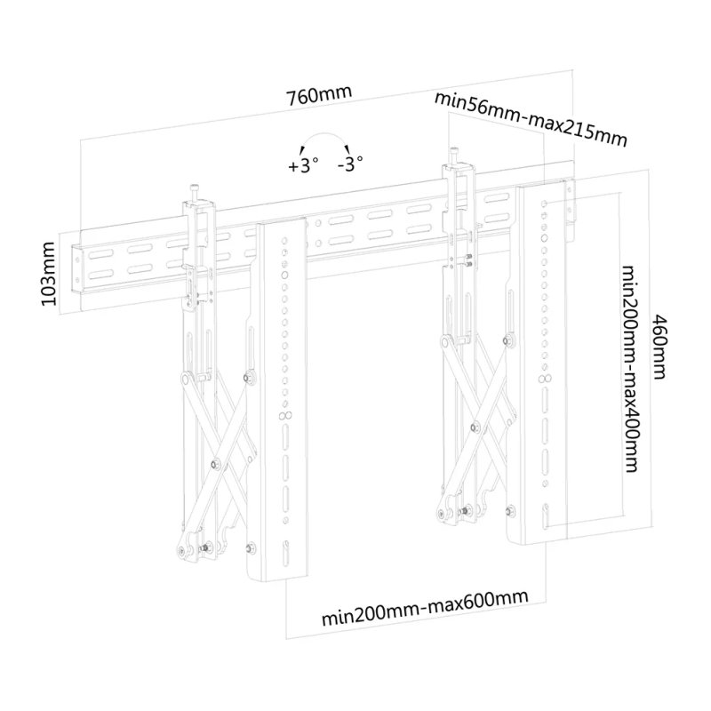 Neomounts LED-VW1000BLACK/Držák displeje/na stěnu/37-75"/fixní/pull-out/VESA 600X400/nosn. 50kg/černý