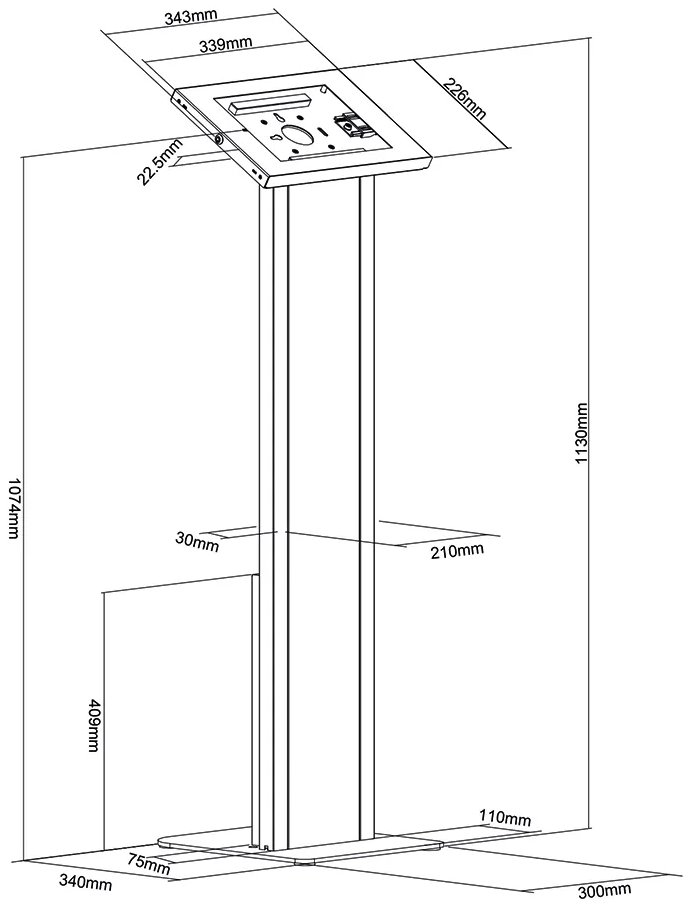 Neomounts  FL15-750WH1 / floor stand with cabinet, lockable tablet casing for Apple iPad, PRO, Air & Samsung Galaxy Tab