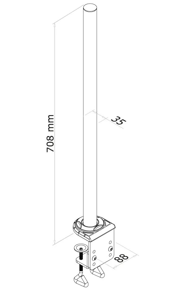 Neomounts FPMA-D935POLE / Clamp and pole (70 cm) FPMA-D935 & FPMA-D935D / Silver