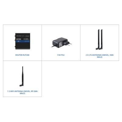 Teltonika RUT200 průmyslový LTE router s ethernetovou zálohou, 2x Eth, LTE Cat4/3G/2G, Wi-Fi