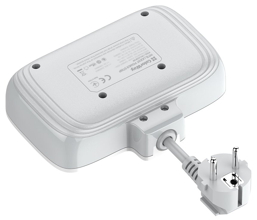 COLORWAY Prodlužovací napájecí přívod/ 2x Schuko/ 3x USB-A/ 1x USB-C / kabel 2,5cm