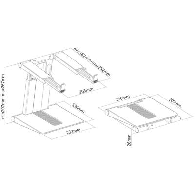 Neomounts  NSLS200 / Notebook Desk Stand (ergonomic, portable, height adjustable) / Silver