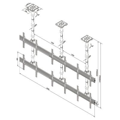 Neomounts Pro  NMPRO-C32 / Flat Screen Ceiling Mount - 3x2 (3 x horizontal/2 x vertical) - box 1/2 / Black/silver