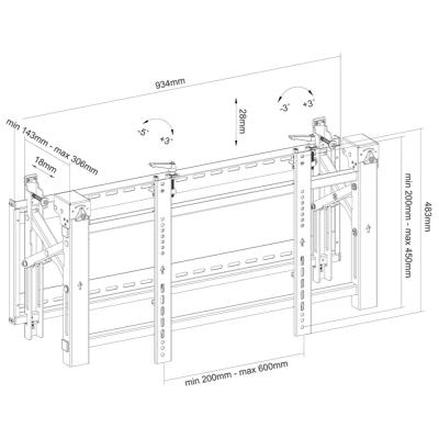 Neomounts LED-VW2000BLACK/Držák displeje/na stěnu/32-75"/fixní/pull-out/VESA 600X400/nosn. 70kg/černý