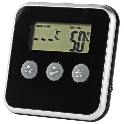 NEDIS teploměr na maso/ časoměřič/ LCD display/ 0 - 250 °C/ 1x AAA/LR03/ černo-stříbrný