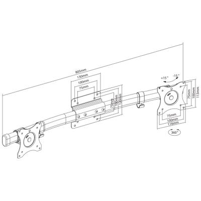 Neomounts FPMA-CB100BLACK / Flat Screen Cross bar (to make a single mount dual screen) / Black