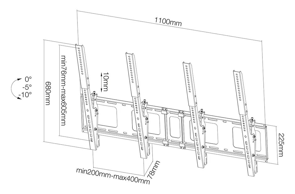 Neomounts NS-WMB200PBLACK/Držák displeje/na stěnu/40-52"/menu board vertikální sklopný/VESA 400X600/nosn. 2x50kg/2 displ