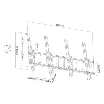 Neomounts NS-WMB200PBLACK/Držák displeje/na stěnu/40-52"/menu board vertikální sklopný/VESA 400X600/nosn. 2x50kg/2 displ