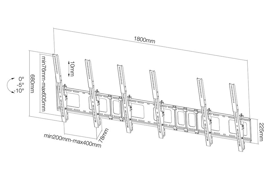 Neomounts NS-WMB300PBLACK/Držák displeje/na stěnu/40-52"/menu board vertikální sklopný/VESA 400X600/nosn. 3x50kg/3 displ