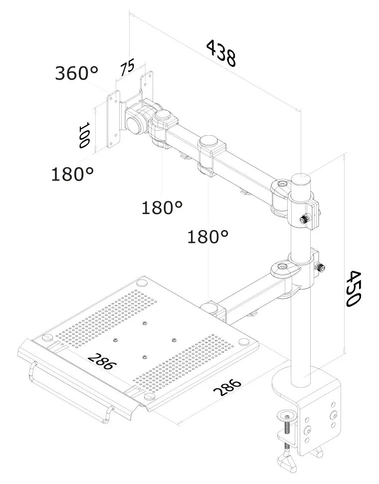 Neomounts FPMA-D960NOTEBOOK / Flat Screen & Notebook Desk Mount (clamp)  / Black