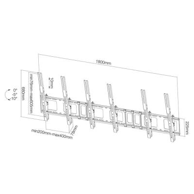 Neomounts NS-WMB300PBLACK/Držák displeje/na stěnu/40-52"/menu board vertikální sklopný/VESA 400X600/nosn. 3x50kg/3 displ