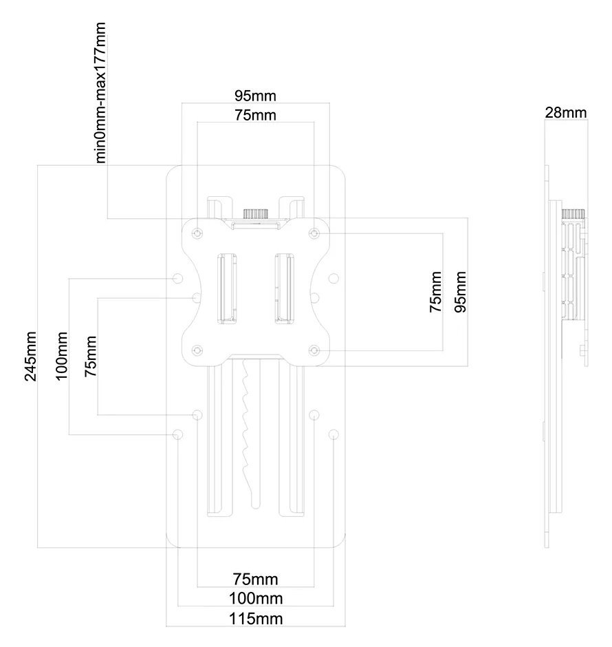 Neomounts FPMA-LIFT100BLACK / Height Adjustable Adapter (assembly on VESA 75/100) / Black