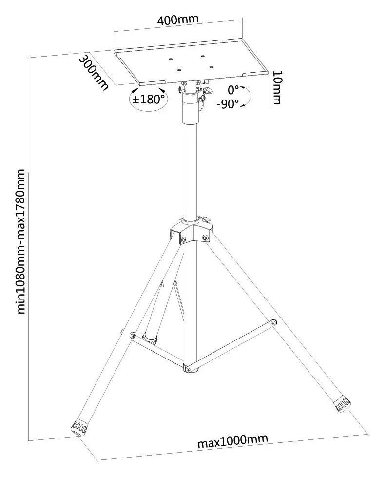 Neomounts NS-FS200BLACK / Flat Screen / Laptop Floor Stand - (height: 108-178 cm) / Black