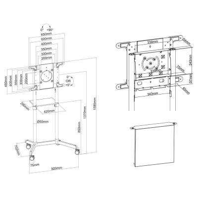 Neomounts NS-M1250BLACK / Mobile Flat Screen Floor Stand (height: 160 cm) / Black