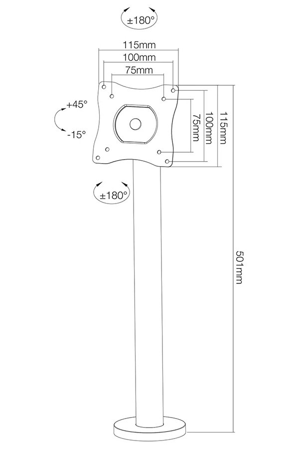Neomounts  NS-DPOS100BLACK / POS Flat Screen Desk Mount (bolt-down base) / Black