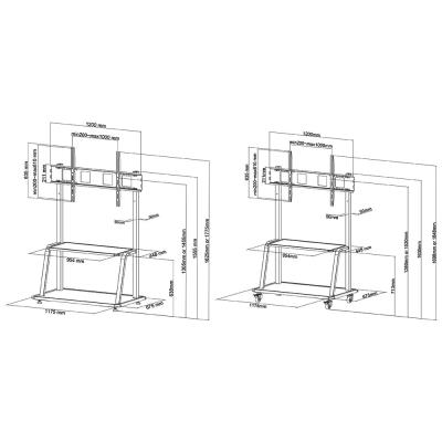Neomounts NS-M4000BLACK / Mobile Flat Screen Floor Stand (stand+trolley) (height: 137-153 cm) box 1/2 / Black
