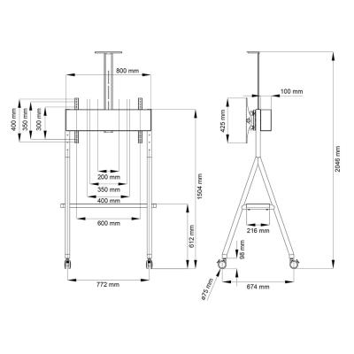 Neomounts NS-M1500WHITE / Mobile Flat Screen Floor Stand (height: 110 - 144 cm) / White
