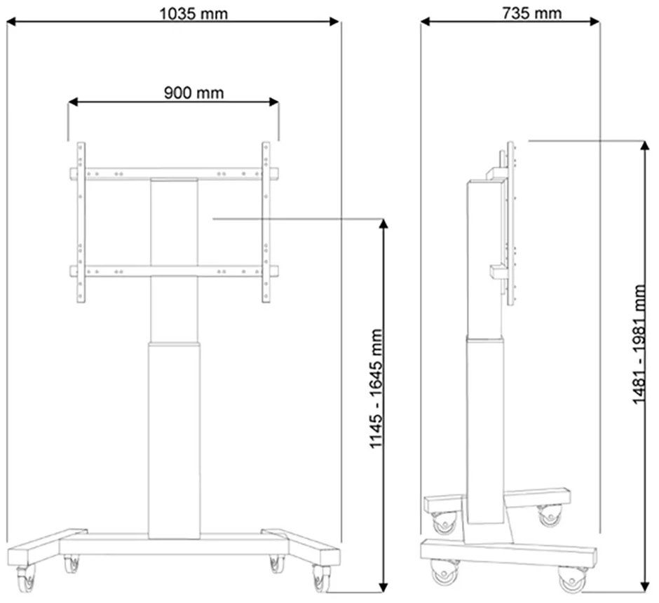 Neomounts  PLASMA-M2250BLACK / Motorised Mobile Floor Stand - VESA 200x200 up to 800x600 / Black
