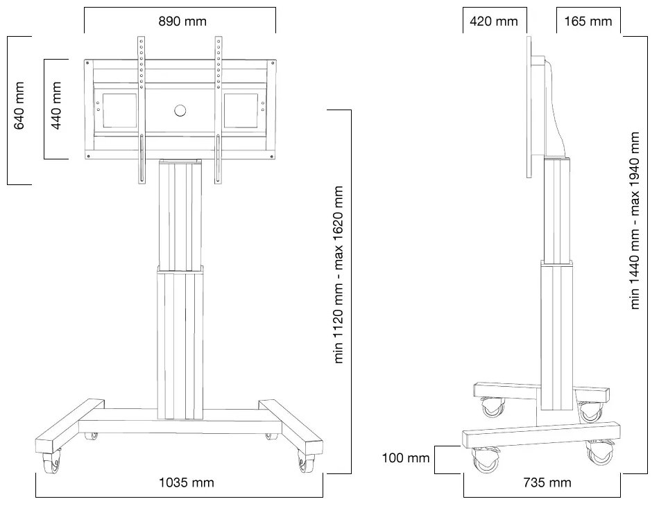 Neomounts  PLASMA-M2500BLACK / Motorised Mobile Floor Stand - VESA 200x200 up to 800x600 / Black