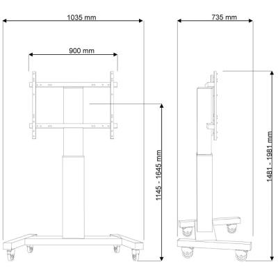 Neomounts  PLASMA-M2250SILVER / Motorised Mobile Floor Stand - VESA 200x200 up to 800x600 / Silver