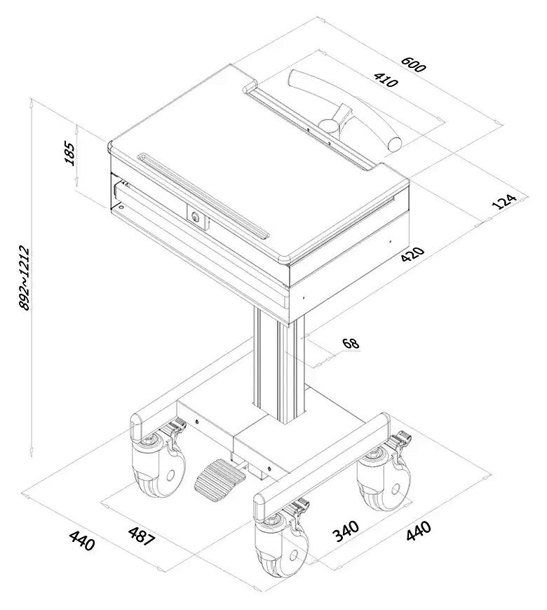 Neomounts  MED-M100 / Mobile Laptop Cart, incl. keyboard & mouse drawer / Creme