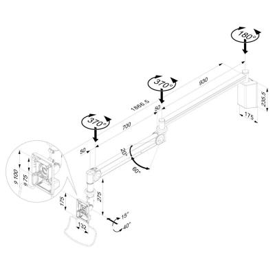 Neomounts  FPMA-HAW100HC / Medical Flat Screen Wall Mount (162 cm long/170 cm high) / White