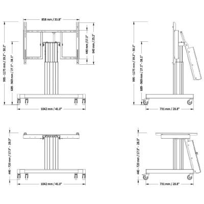 Neomounts  PLASMA-M2550TSILVER / Motorised Mobile Floor Stand (90° tilt) - VESA 200x200 up to 800x600 / Silver