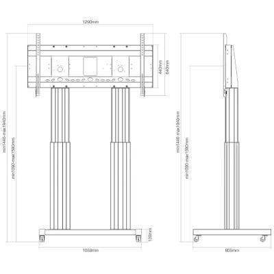Neomounts  PLASMA-M2600BLACK / Motorised Mobile Floor Stand - VESA 300x200 up to 1200x600 / Black