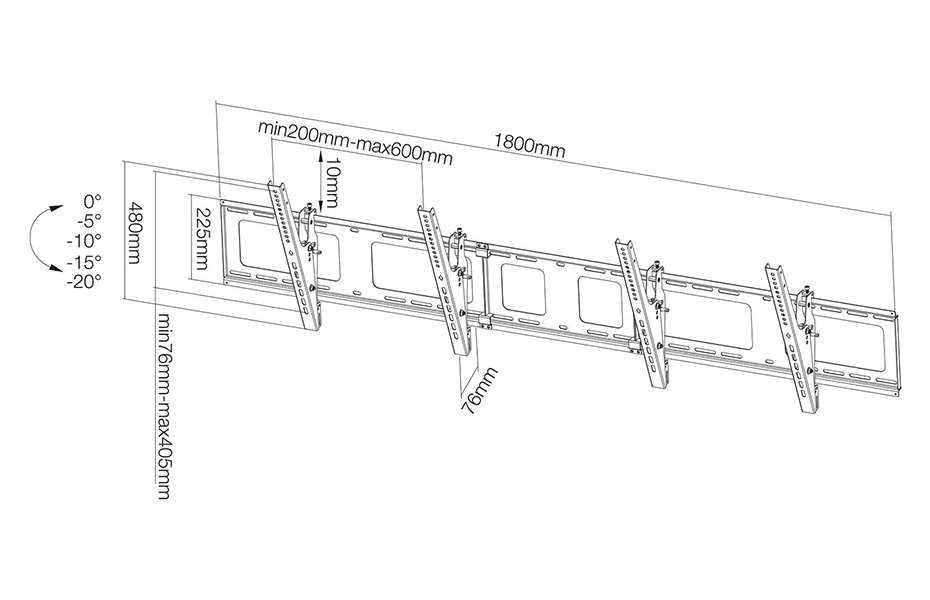 Neomounts NS-WMB200BLACK/Držák displeje/na stěnu/40-52"/menu board sklopný/VESA 600X400/nosn. 2x50kg/2 displeje/černý