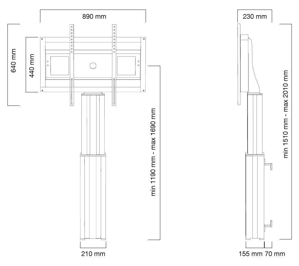 Neomounts  PLASMA-W2500BLACK / Motorised Floor Stand/Wall Mount - VESA 200x200 up to 800x600 / Black