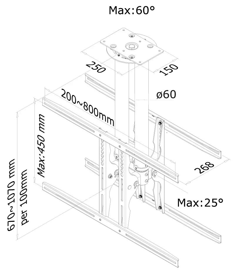 Neomounts  PLASMA-C100D / Flat Screen Ceiling Mount (Height: 67-107 cm) / Black