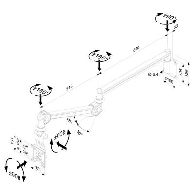 Neomounts  FPMA-HAW300 / Medical Flat Screen Wall Mount (111 cm long/120 cm high) / Creme