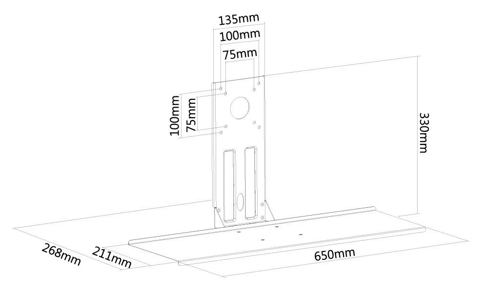 Neomounts  KEYB-V200BLACK / Keyboard- & Mouse Holder (width: 65 cm) VESA 75x75 / Black