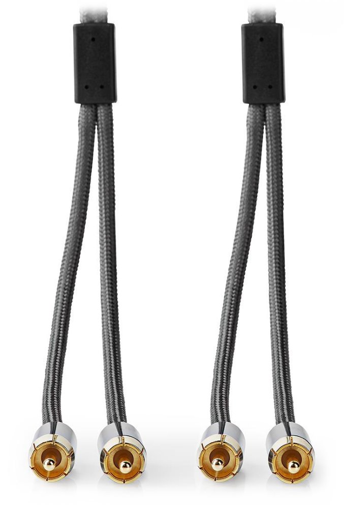 NEDIS PROFIGOLD stereo audio kabel/ 2x RCA zástrčka - 2x RCA zástrčka/ bvlna/ šedý/ BOX/ 2m