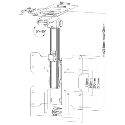 Neomounts  FPMA-C020BLACK / Flat Screen Ceiling Mount (Height: 26,5-40 cm) / Black
