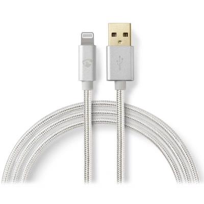 NEDIS PROFIGOLD Lightning/USB 2.0 kabel/ Apple Lightning 8pinový - USB-A zástrčka/ nylon/ stříbrný/ BOX/ 3m