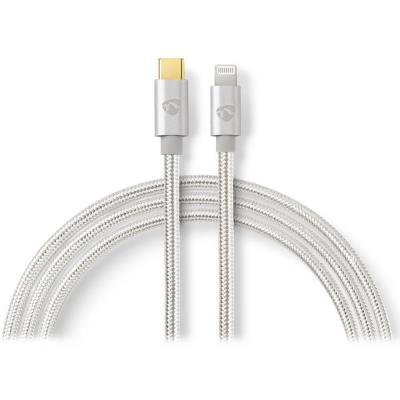 NEDIS PROFIGOLD Lightning/USB 2.0 kabel/ Apple Lightning 8pinový - USB-C zástrčka/ nylon/ stříbrný/ BOX/ 1m