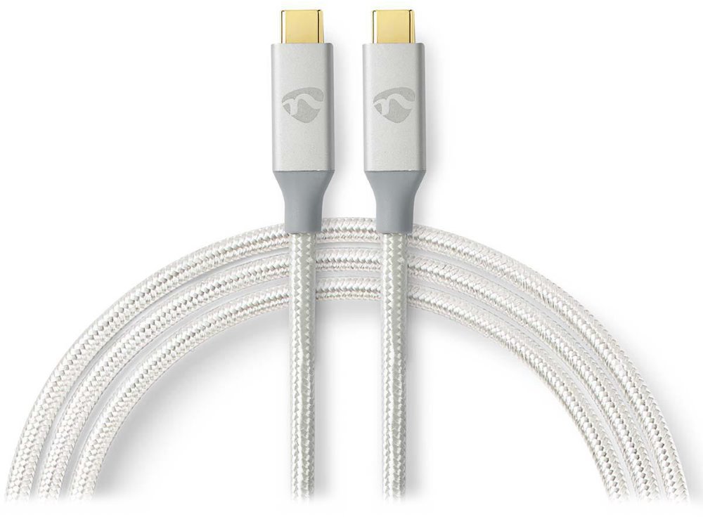 NEDIS PROFIGOLD USB-C/USB 3.2 Gen 2x2 kabel/ USB-C zástrčka - USB-C zástrčka/ nylon/ stříbrný/ BOX/ 2m